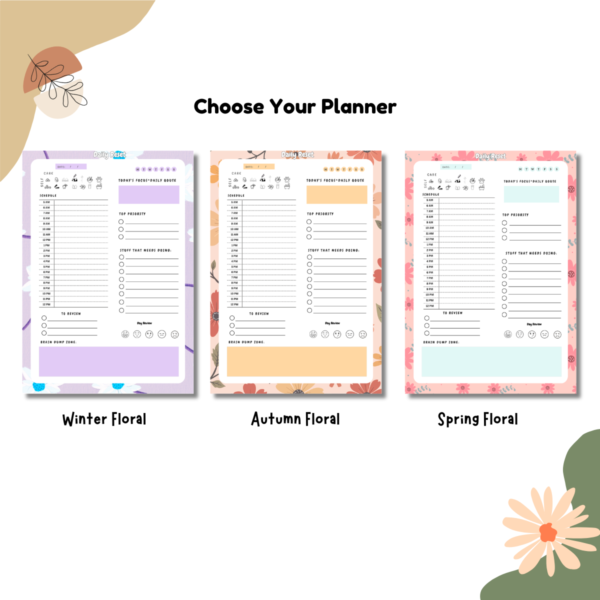 Floral Daily A5 Planner Notepad options